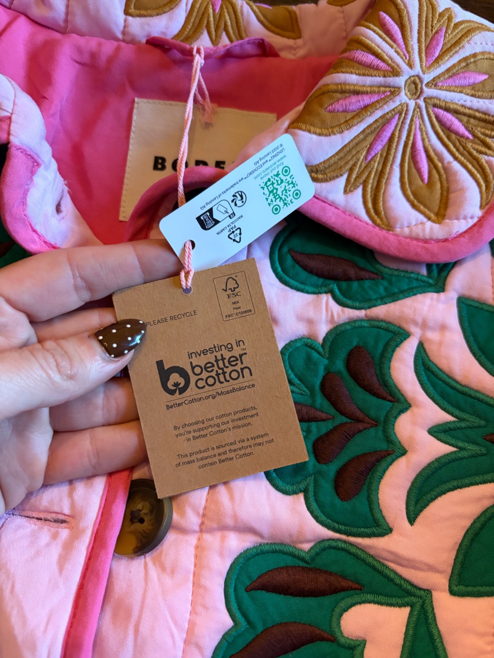 Boden Fitzrovia Embroidered Quilted Jacket US 8 UK 12 Floral NWT - Picture 7 of 9